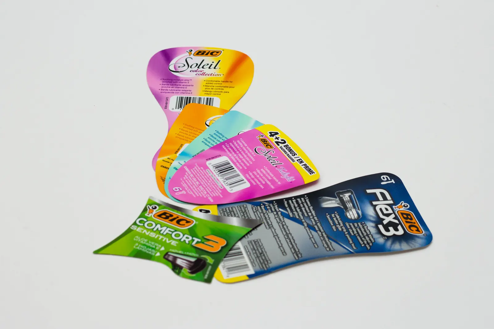 Tarjetas blíster impresas para rastrillos desechables